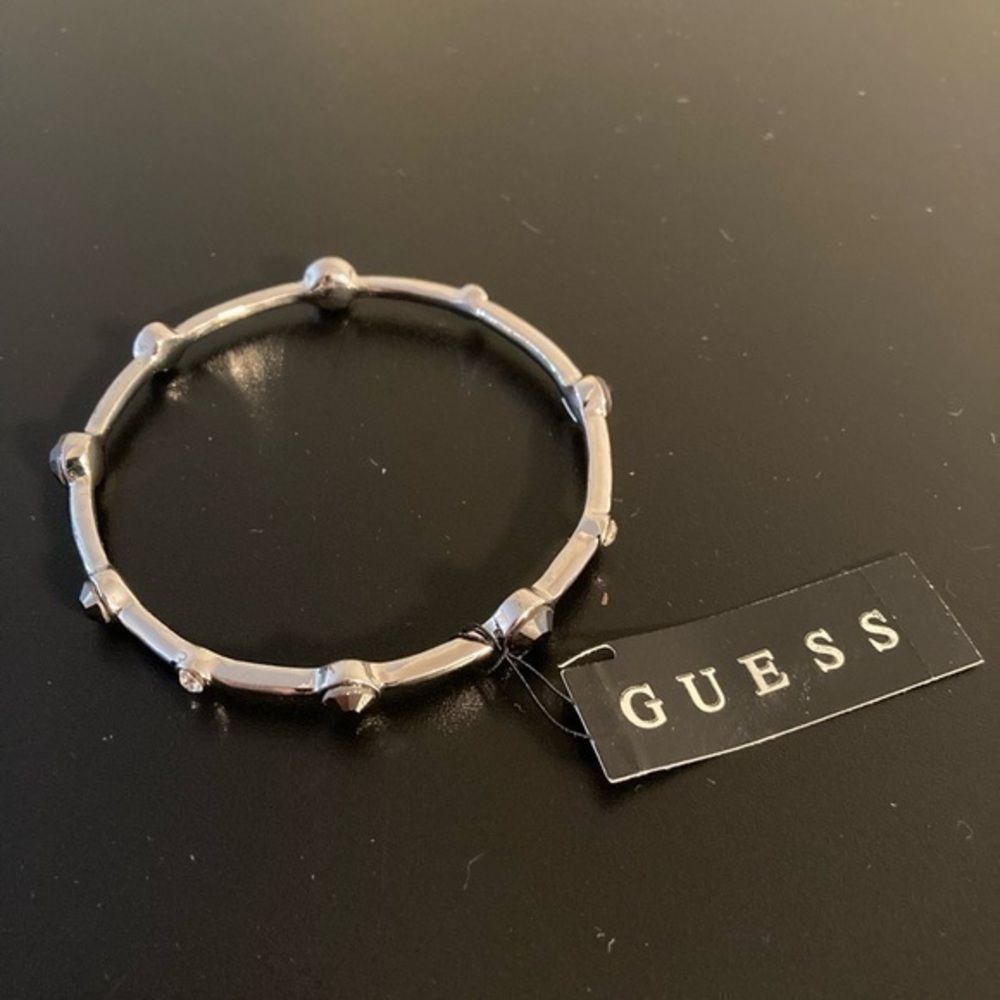 Guess silver tone bracelet with rhinestones